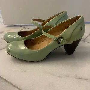 Frye Mary Janes, seafoam green, size 7